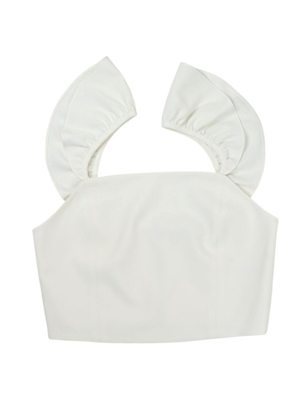 Alice & Olivia Ruffle Strap Crop Top in White